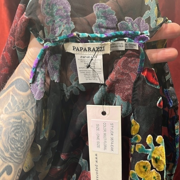 Nylon viscose rose, patterned kimono see-through - Picture 9 of 10